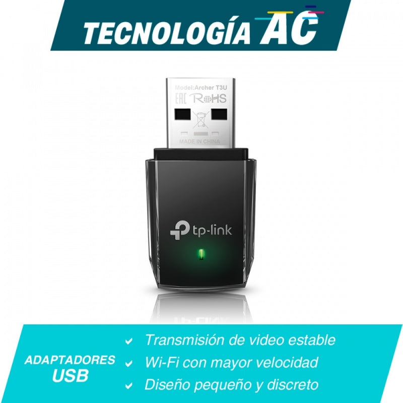 Adaptador USB TP-Link Archer T3U | Inalámbrico AC1300, MU-MIMO