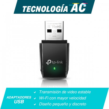 Adaptador USB TP-Link Archer T3U | Inalámbrico AC1300, MU-MIMO