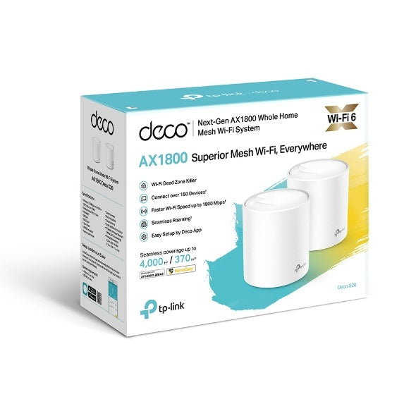 Router Mesh TP-Link Deco X20 (2-Pack) | WiFi 6 AX1800, Cobertura Amplia