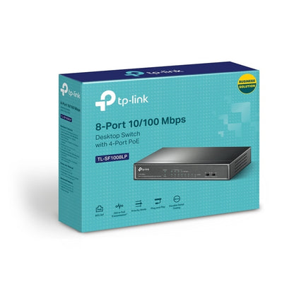 TP-LINK TL-SF1008LP 8 Puertos Gestionable Conmutador Ethernet - 2 Capa Compatible - 47.10w Power Consumption - 41w Rendimiento Poe - Par Trenzado - Poe Ports - de Escritorio