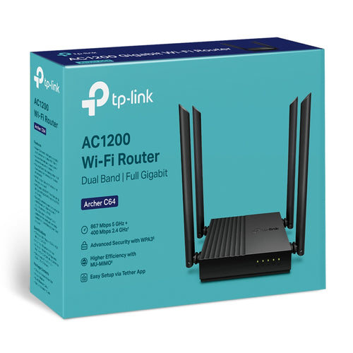 Router TP-Link Archer C64 | Doble Banda AC1200, 867 Mbps en 5 GHz