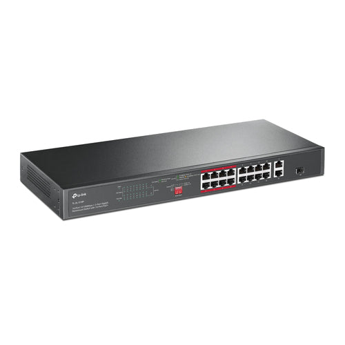 Switch TP-Link TL-SL1218P | 16 Puertos PoE+, 2 Puertos Gigabit