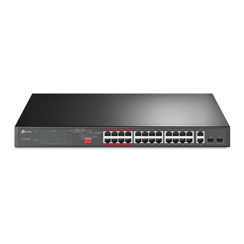 TP-LINK Switch 24-PUERTOS 10/100mbps + 2-PORT Gigabit Poe+ No Gestionable