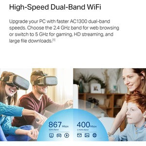 TP-LINK Archer T4u Plus IEEE 802.11ac Banda Dual Adaptador WI-FI para Computadora de Escritorio, Portátil, Router Inalámbrico - USB 3.0 - 1.27gbit/s - 2.40GHZ Ism - 5GHZ Unii - de Escritorio