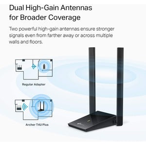TP-LINK Archer T4u Plus IEEE 802.11ac Banda Dual Adaptador WI-FI para Computadora de Escritorio, Portátil, Router Inalámbrico - USB 3.0 - 1.27gbit/s - 2.40GHZ Ism - 5GHZ Unii - de Escritorio