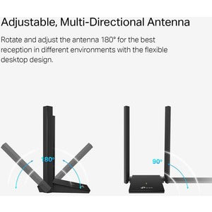 TP-LINK Archer T4u Plus IEEE 802.11ac Banda Dual Adaptador WI-FI para Computadora de Escritorio, Portátil, Router Inalámbrico - USB 3.0 - 1.27gbit/s - 2.40GHZ Ism - 5GHZ Unii - de Escritorio