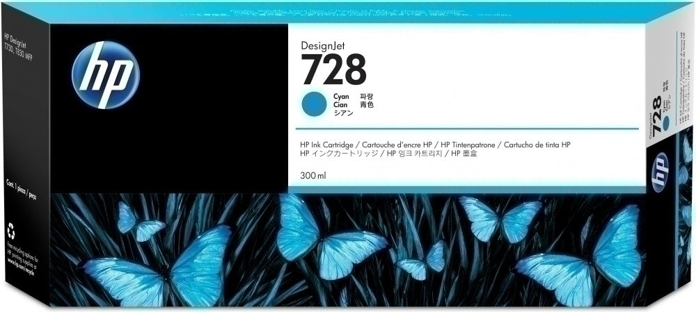Hp 728 Cyan 300ml Tinta Amplio Formato F9k17a