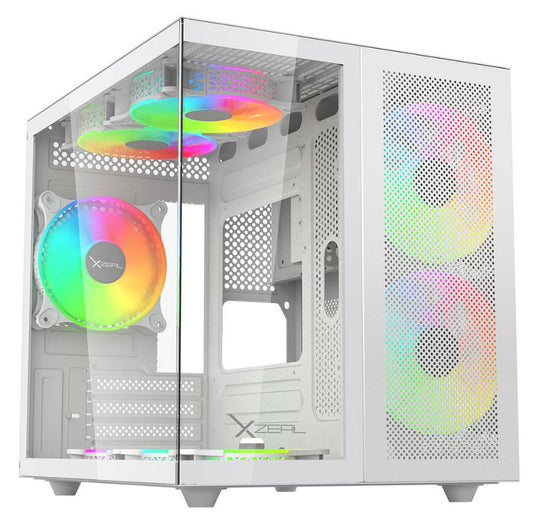 Gabinete Xzeal XZGAMC1W | M-ATX/ITX, 3 Ventiladores RGB Blancos