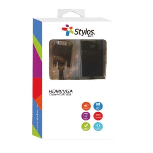 Adaptador HDMI Macho a VGA Hembra Xzeal STACHV1B | Negro, Compatible con Proyectores