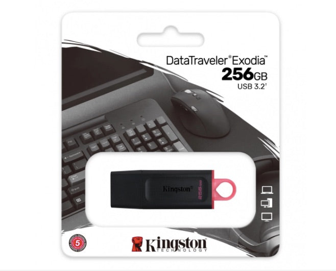 USB 3.2 Memoria Kingston 256GB Gen1 Dt Exodia (negra)
