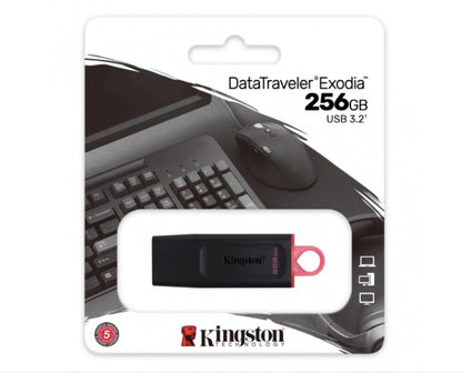USB 3.2 Memoria Kingston 256GB Gen1 Dt Exodia (negra)