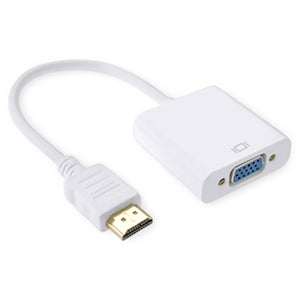Brobotix  Convertidor HDMI Macho a VGA Hd15 Hembra Color Blanco - Cable Convertidor Adaptador Video Audio Laptop Notebook Escritorio - 1 Conector HDMI Macho a 1 Conector VGA Hd15 Hembra