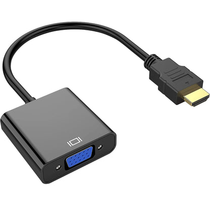 Cable Adaptador - Convertidor HDMI Macho a VGA Hembra, Hd15 - 1080 Dpis, (1920x1080), Convertidor HDMI a Vga, Negro