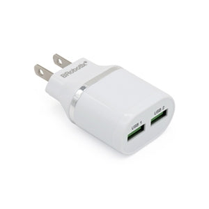 Brobotix Cargador USB de Pared 2 Puertos Color Blanco -  Adaptador Cable Corriente Alimentacion Telefono Celular - USB Version 2.0