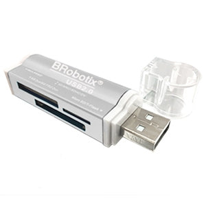 Lector USB BRobotix 180420P | Todo en Uno, Metálico Plata, Compatible Micro SD y SD