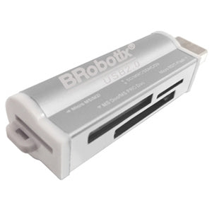 Lector USB BRobotix 180420P | Todo en Uno, Metálico Plata, Compatible Micro SD y SD