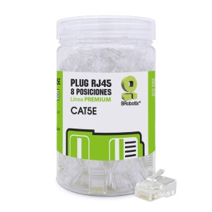 Conector RJ45 BRobotix 263786 | Cat5e, 100 Piezas con Baño de Oro 15 Micras