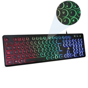 Teclado USB BRobotix 963098 | Iluminado, Teclas Circulares Negro