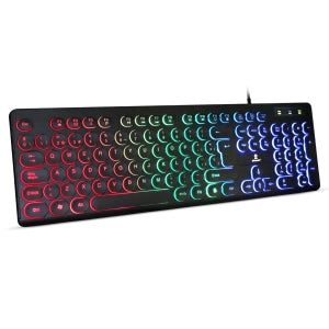 Teclado USB BRobotix 963098 | Iluminado, Teclas Circulares Negro