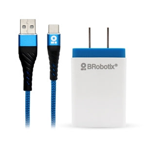 Cargador USB BRobotix 963332 | USB 3.0, Carga Rápida, Cable Tipo C Azul