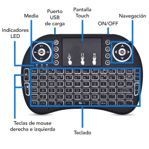 Brobotix Teclado Mini Inalámbrico, Recargable, Iluminado RGB