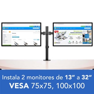 Soporte de Monitores BRobotix 963210 | 2 Brazos, Ajuste de Altura, Soporta Hasta 8kg