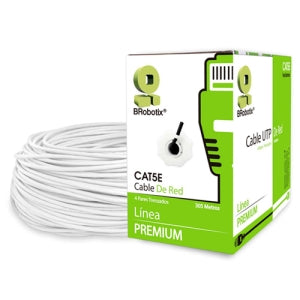 Brobotix Bobina Cat5e Cca Utp 305 Metros Color Blanco - Rollo  Cable Utp para Red Solida - 4 Pares -  Cctv  Camara de Seguridad Servidor Switch - Categoria 5e - Color Blanco