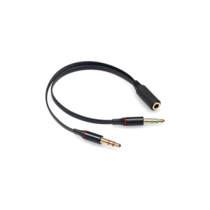 Adaptador Divisor BRobotix 651404 | 1 Hembra a 2 Macho 3.5mm, Color Negro