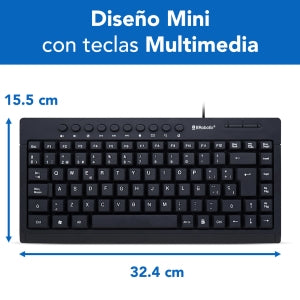 Brobotix Teclado USB Mini Multimedia Color Negro - Pc Escritorio Laptop Notebook