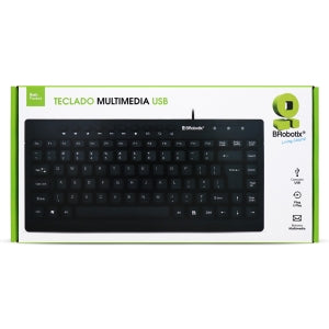 Brobotix Teclado USB Mini Multimedia Color Negro - Pc Escritorio Laptop Notebook