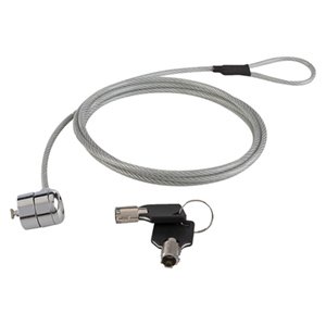 Brobotix Candado de Seguridad para Laptop, Portatil Tipo K-SLOT de Llave (tipo T-bar®) de 1.8 Metros, Cable de Acero de 4MM de Diámetro Resistente, Color Plata