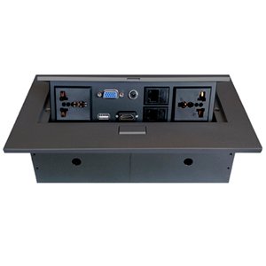 Brobotix Caja para Mesa Conectores: 1 Puerto Hdmi, 1 Puerto Vga, 1 Puerto USB 2.0, 1 Puerto Stereo 3.5 Mm, 2 Puertos Rj45 Cat5e, 2 Puertos de Corriente Nema 5-15R , Color Negro. Gabinete de