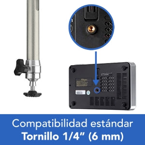 Brobotix Soporte Universal Brazo para Proyector Mini Techo o Pared 20 Centimetros Color Plata, Capacidad Máxima de Carga 5 Kg