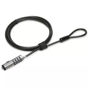 Brobotix Candado de Seguridad para Laptop, Portatil Tipo Nano de Combinacion, de 1.8 Metros, Color Humo, Cable de Acero de 4MM de Diámetro, Recubrimiento de Pvc, Resistente, Unión de Candado y Cable