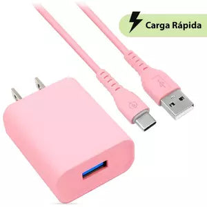 Brobotix Combo Carga Rápida: Cargador USB V3.0 + Cable USB Tipo "c". Edición Especial "pink"