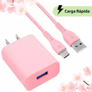 Brobotix Combo Carga Rápida: Cargador USB V3.0 + Cable USB Tipo "c". Edición Especial "pink"