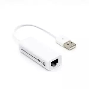 Brobotix Convertidor USB a Rj45 V2.0 Color Blanco - Adaptador Tarjeta de Red Externa Fast Ethernet 10/100 Utp - 1 Conector USB Tipo a Macho a Rj45 Hembra - USB Version 2.0