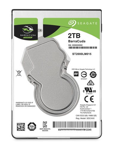 Disco Duro Interno 2TB 2.5" SATA 6gb/s 5400rpm 128mb, 7mm, para Laptop, Pc´s & All In One, 2 Años de Garantia Barracuda Seagate