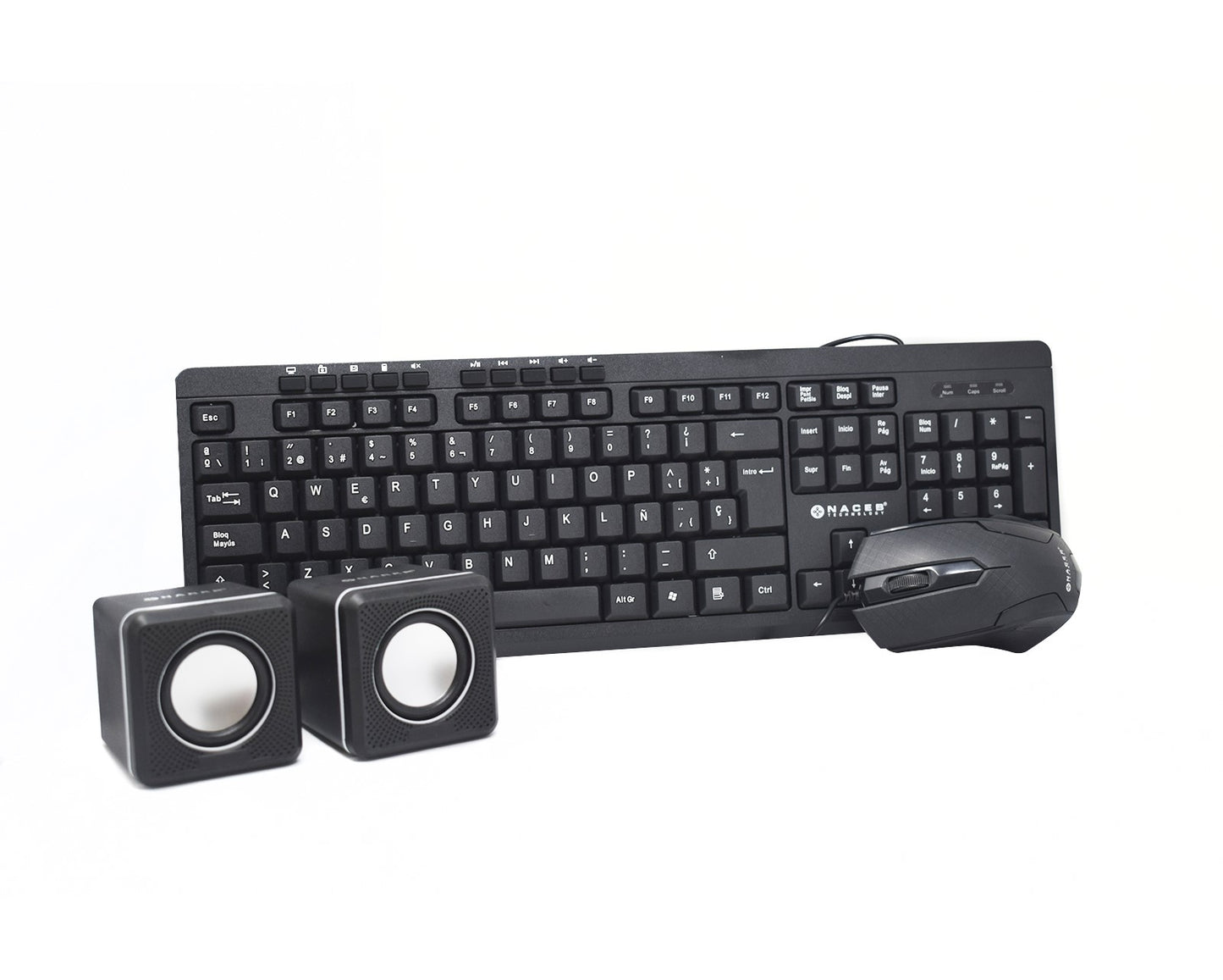 Kit Teclado y Mouse Naceb NA-228N | Diseño Ergonómico, Bocina Multi Funcional