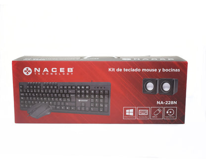 Kit Teclado y Mouse Naceb NA-228N | Diseño Ergonómico, Bocina Multi Funcional
