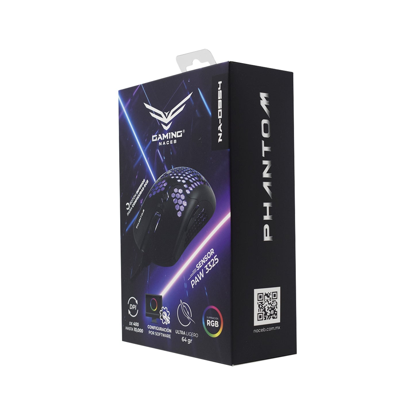 Mouse Gamer Naceb NA-0954 | RGB, Sensor PAW 3325, 6 Botones